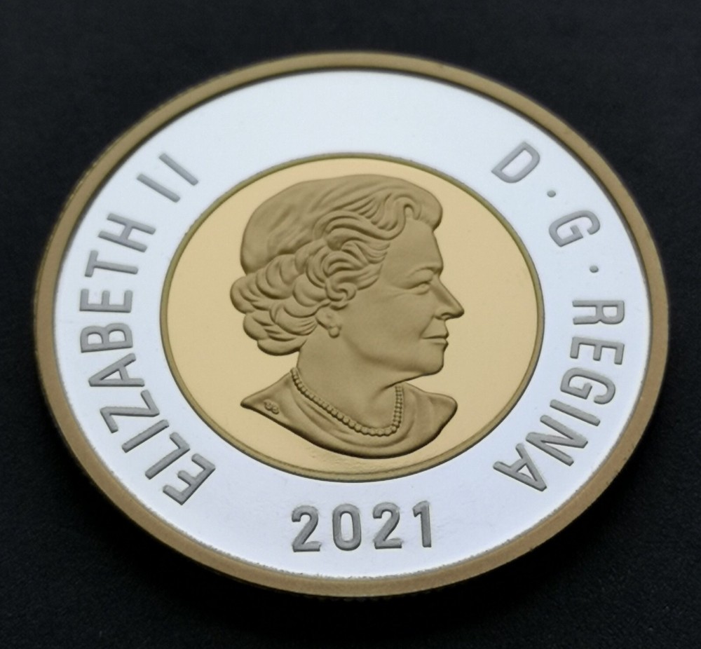 ***  CANADA  PROOF  TOONIE  2021  ***  WHIT  SELECTIVE  GOLD  PLATING  ***