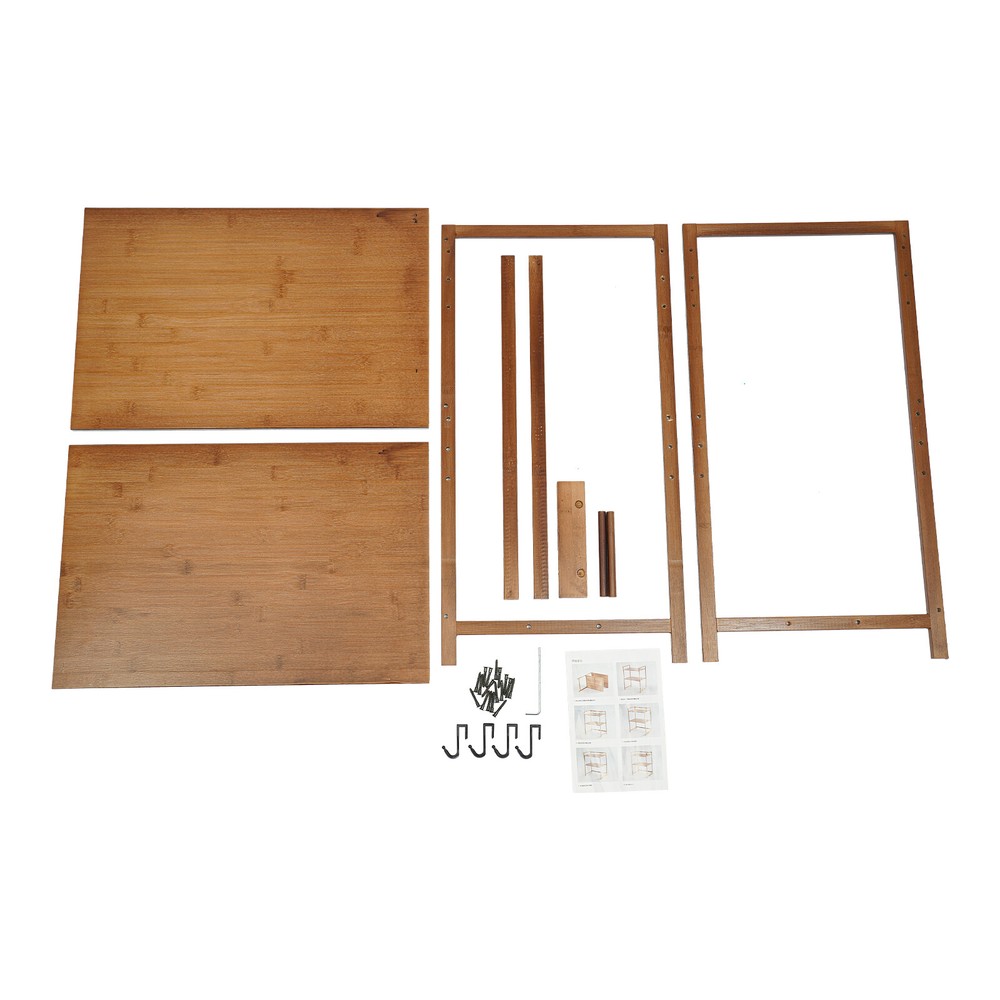 2 Tier 4 Hook Kitchen Storage Rack for Microwave Oven Stand Shelf Organizer US~