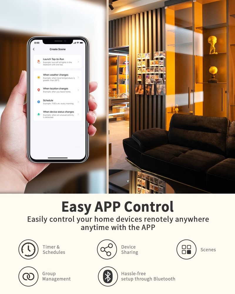 2 Pack Smart Plug with Remote Control, 2.4GHz Wi-Fi, No Neutral Wire Required