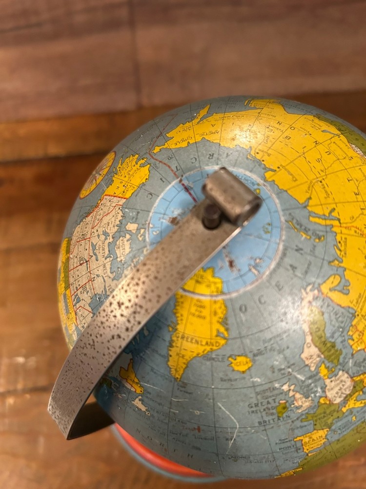 Vintage Ohio Art Co Tin Lithograph Globe.