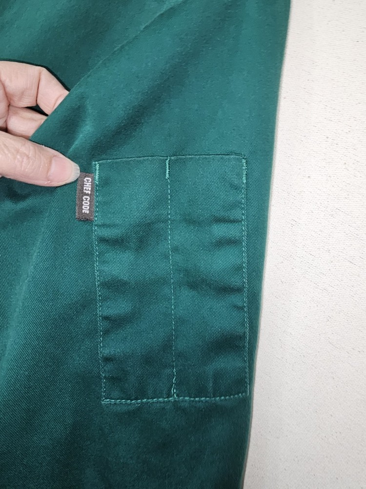 Chef Code Short Sleeve Classic Chef Coat with Buttons, Chef Jacket Green Medium