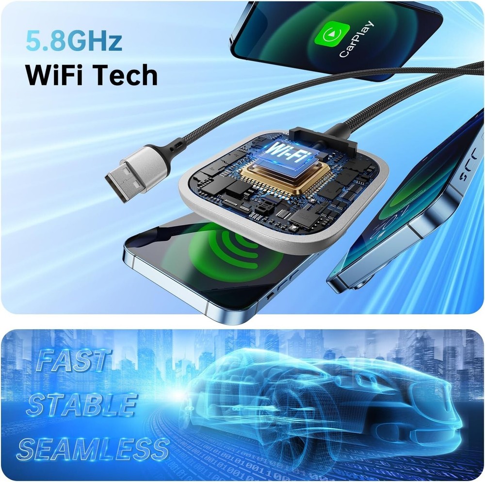 Adaptador Inalambrico Carplay 2025 Pro Edition, El Mas Rapido Y Compacto