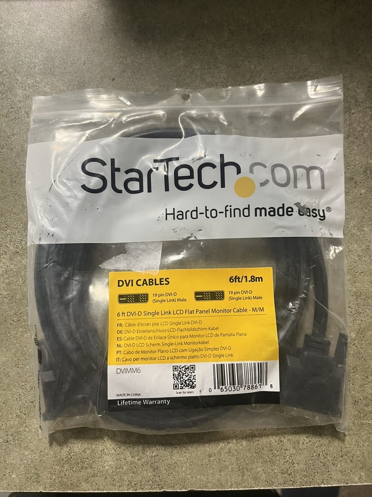 StarTech M/M 6ft DVI-D Single Link LCD Flat Panel Monitor Cable