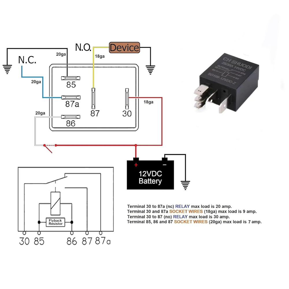 5 Pin 12 Volt 30A Micro Relay 4 Pack Small Relay Multi-Purpose Automotive Starte