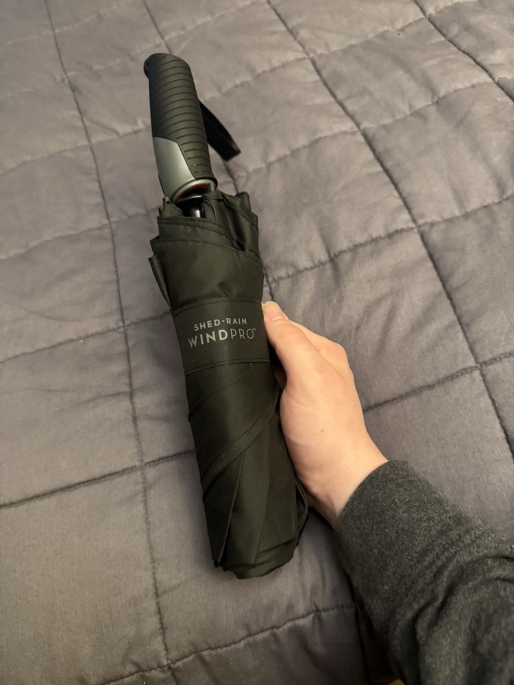 ShedRain WindPro Windproof Compact/Folding Umbrella, Black Solid Men's