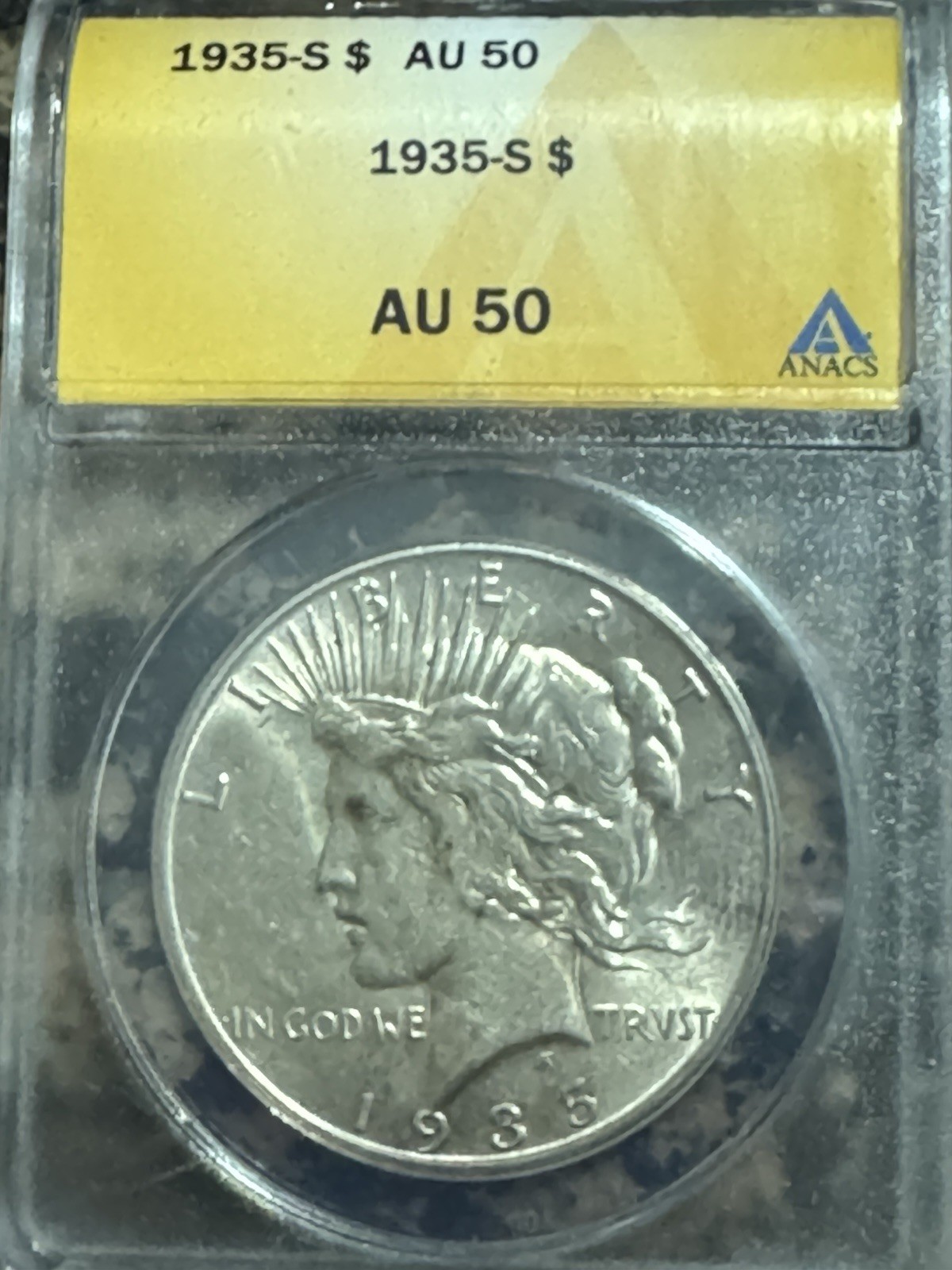 1935-s Peace Dollar, ANACS AU50, Better Date, Nice, Free Shipping