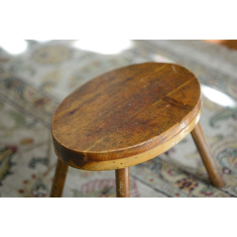 Vintage Red Cedar Colonial Fireside Cricket Primitive Stool 12" x 8" Rustic