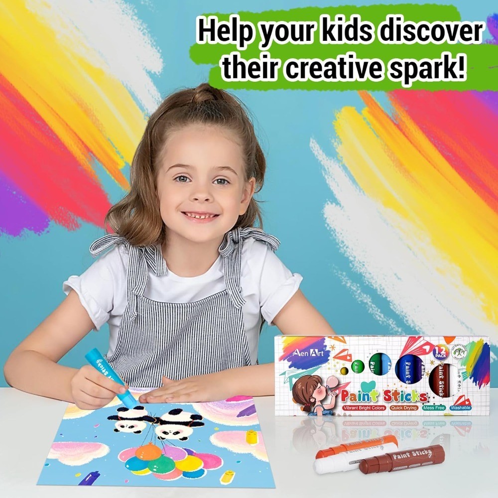 Tempera Paint Sticks 12 Colors Quick Drying Solid Washable Paint for Kids
