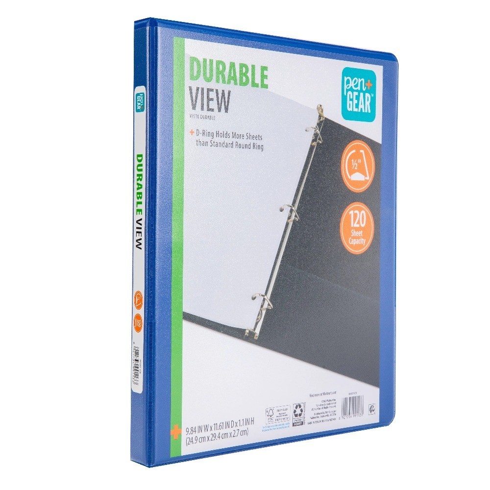 Durable View Half Inch Blue 4 Pack 3 Ring Binder with D-Rings