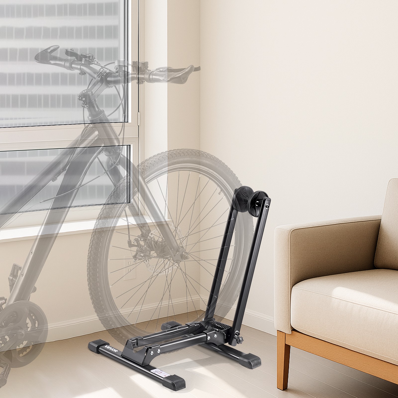 VEVOR Foldable Bike Rack for 20 to 29 Inch Mountain & Road Bikes Storage Stand