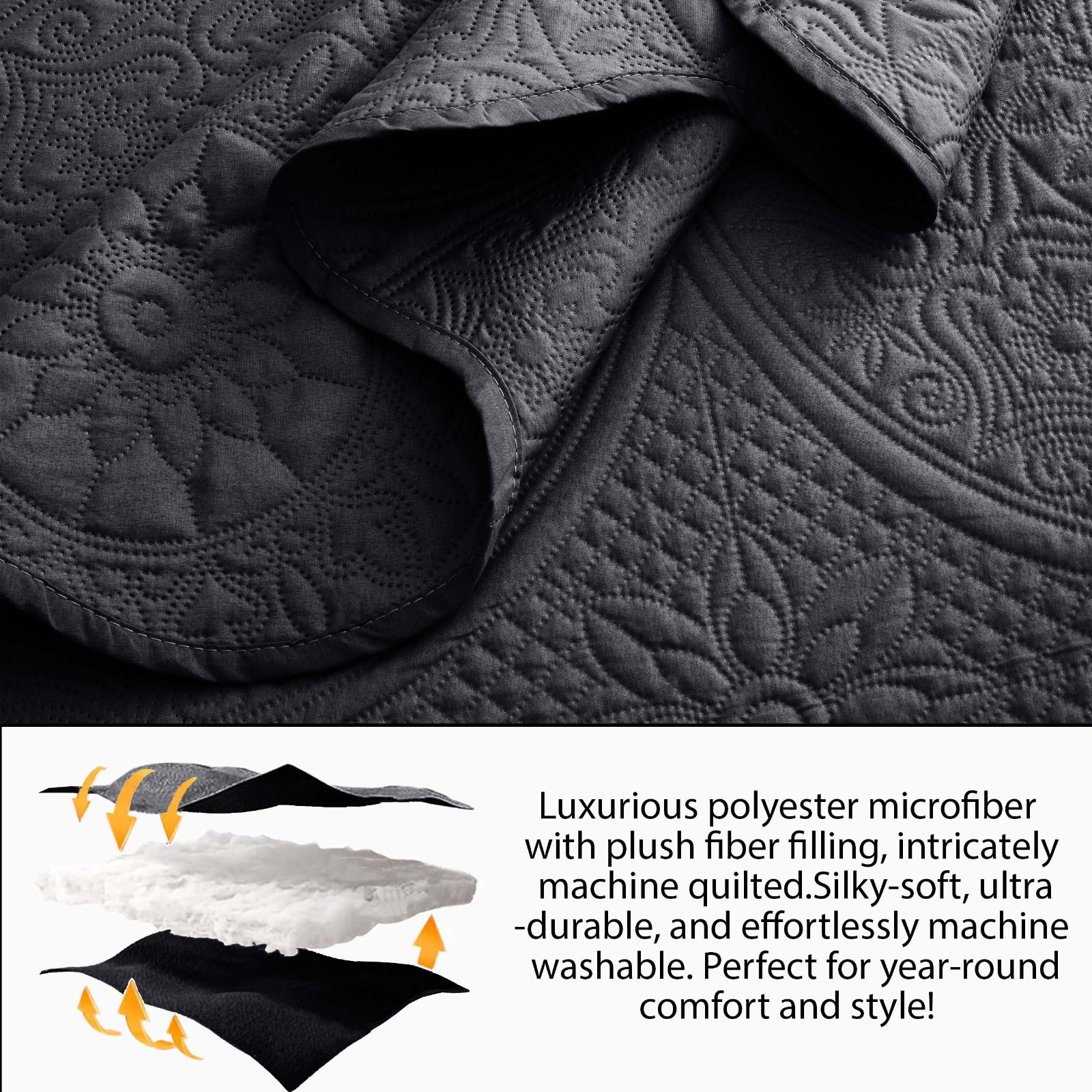 Quilt Coverlet Bedspread Bedding Set with Pillow Shams Full Queen King Bed Throw