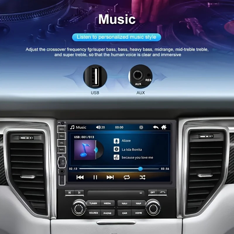 MP5 Car Player 2 Din 7 Inch Touch Screen Car Stereo Bluetooth + Backup Camera/