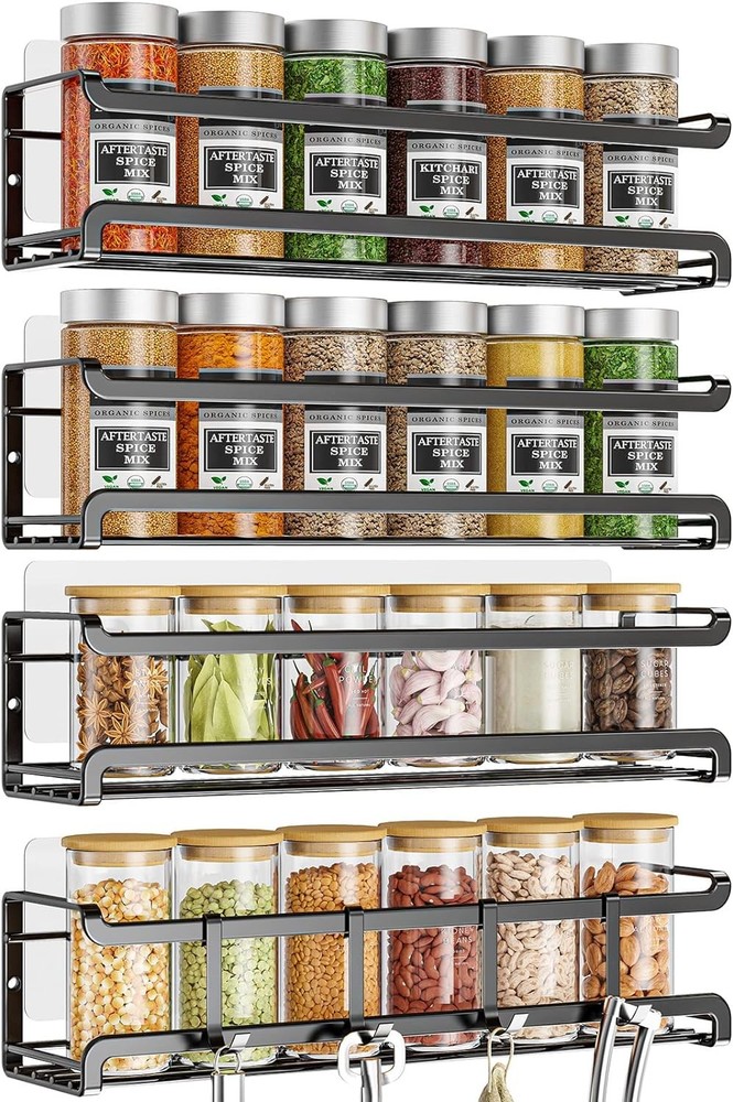 Spice Rack Organizer Wall Mounted 4tier Stackable Hanging Spice Storage Racksgre
