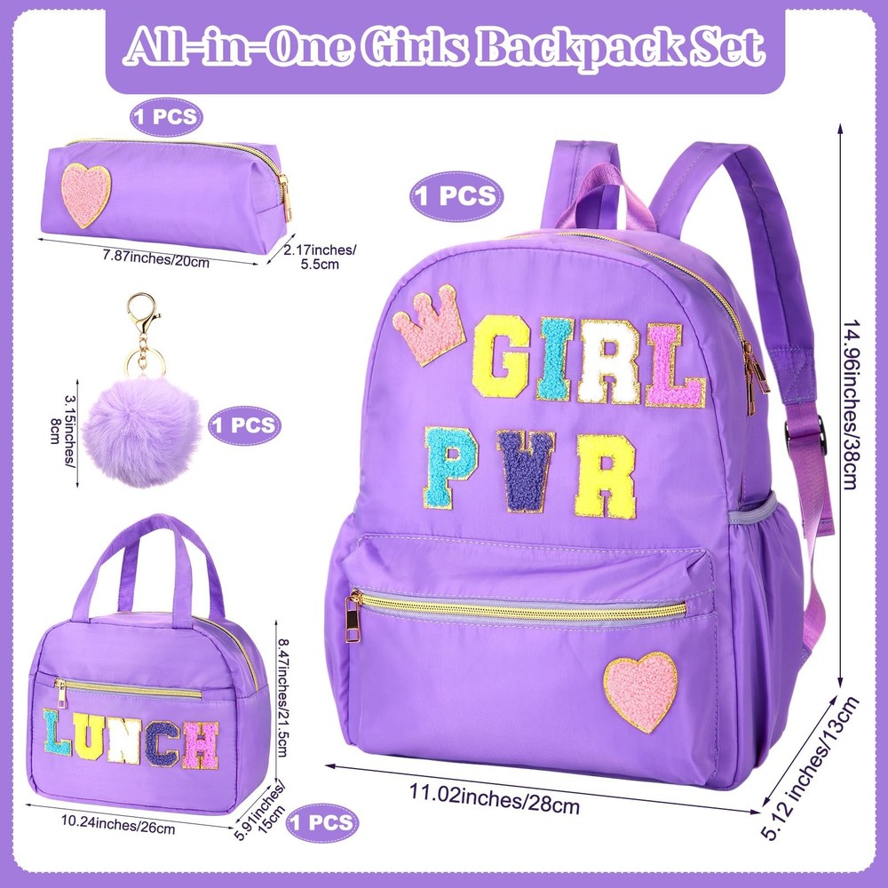 4 Pcs Christmas Items Bulk Backpack for Girls Purple Chenille Patch Backpack ...