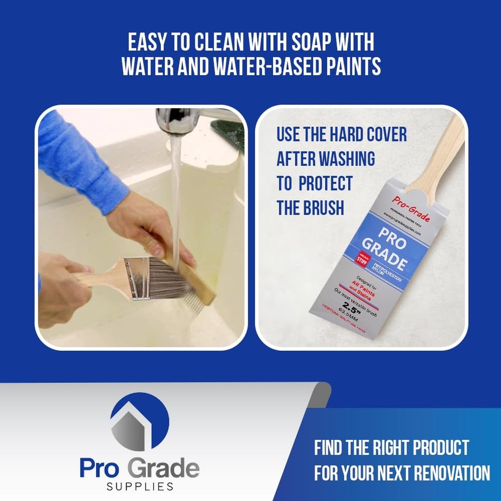 Pro Grade - Paint Brushes - 12Ea 2.5" Angle Brushes 12Ea 2.5A