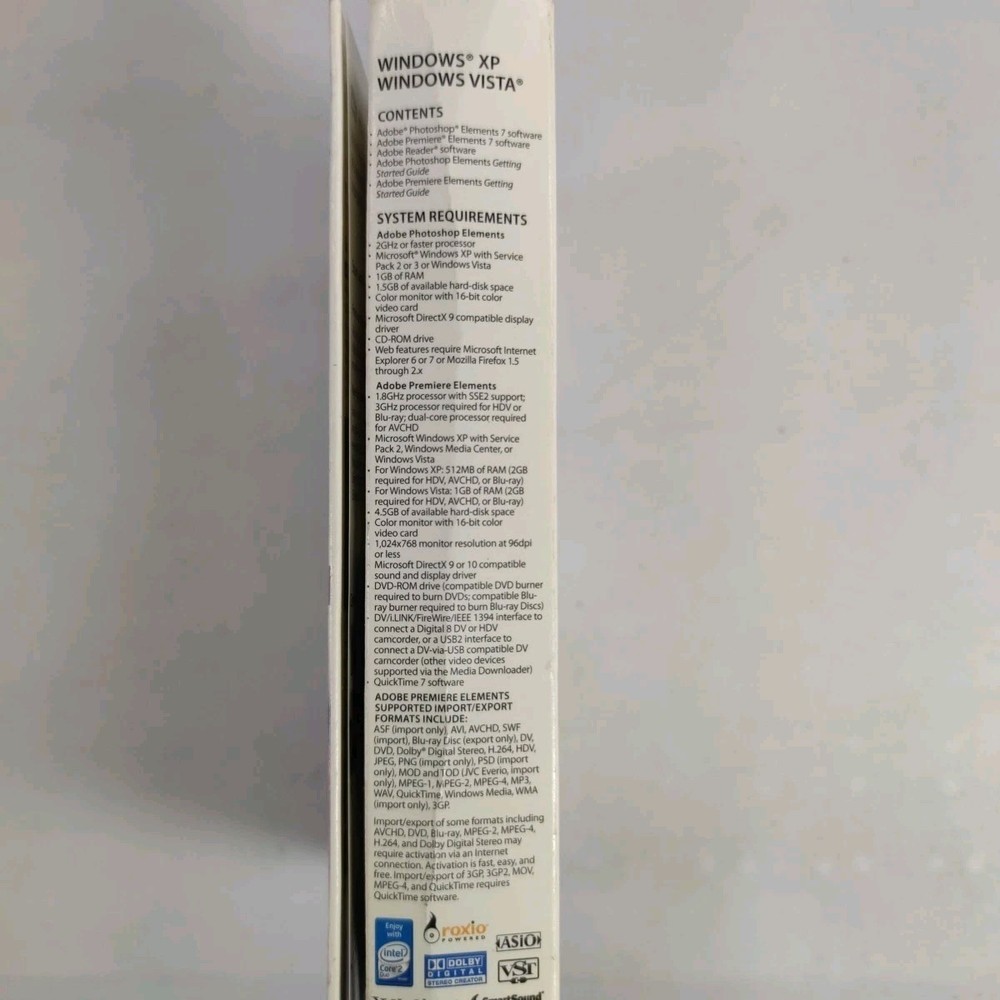 Adobe Photoshop Elements 7 & Premiere Elements 7 Complete 2 Disc CD-Rom Software