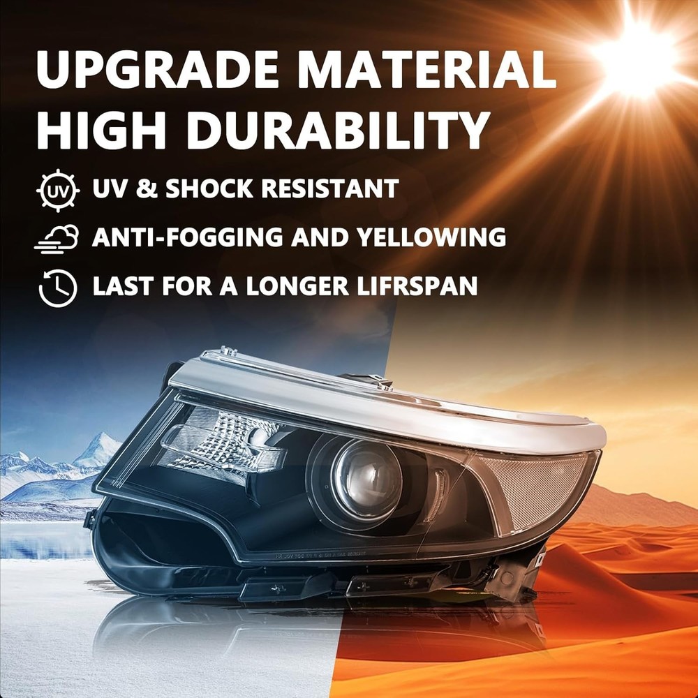 Headlight Assembly Compatible with 2011-2014 Ford Edge Projector OE Style Headla