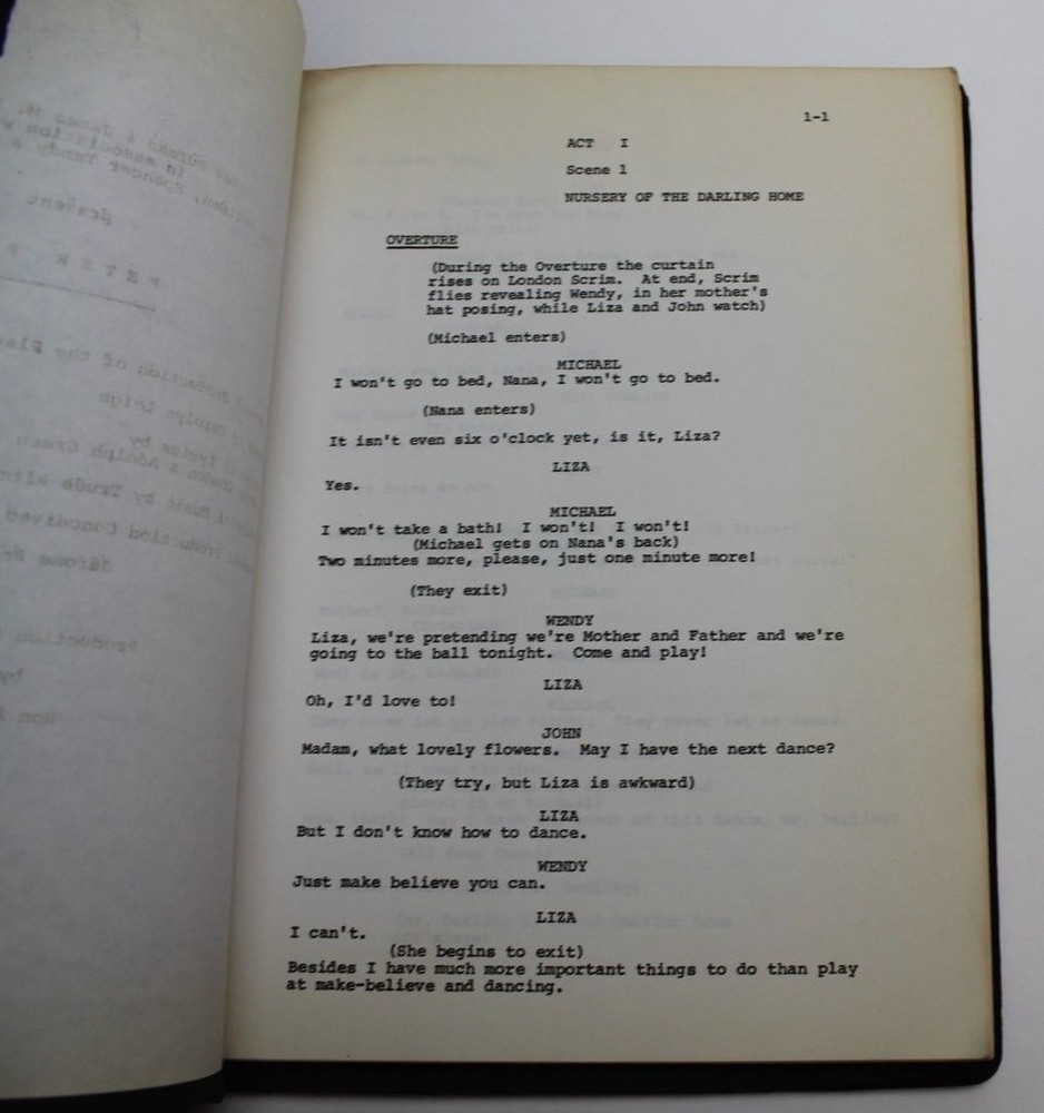 PETER PAN / Zev Bufman 1979 Original Broadway Revival Play Script, Sandy Duncan