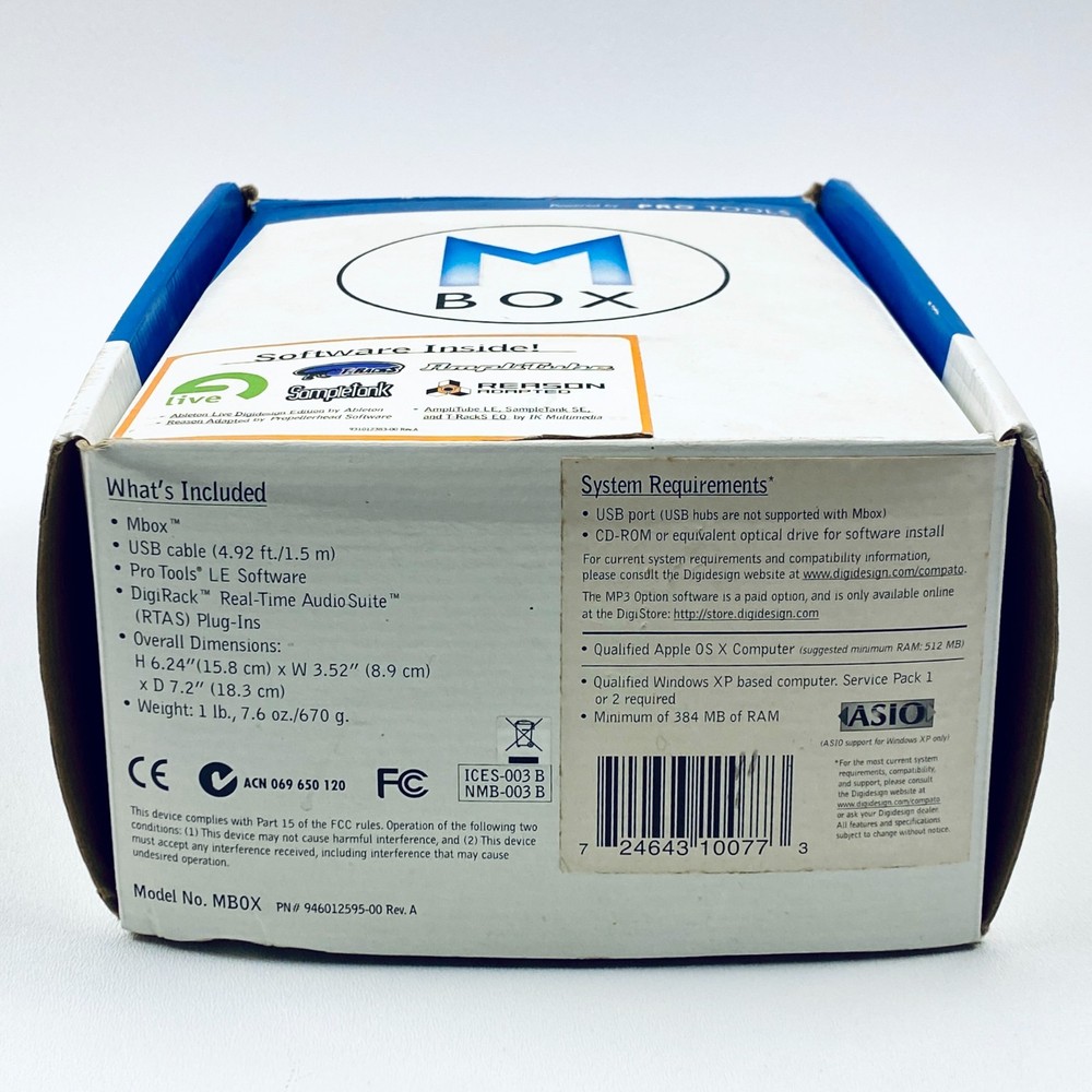 Digidesign M BOX Pro Tools Audio Interface w/ Box Original Software UNTESTED