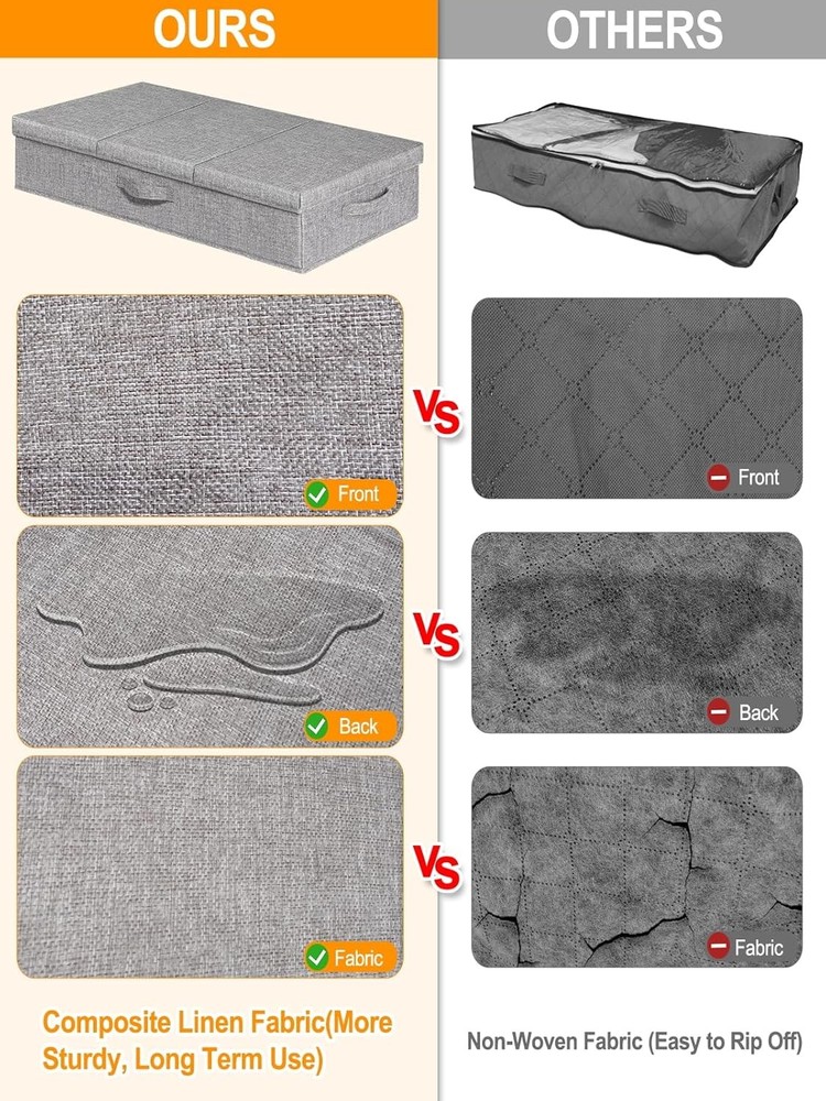 punemi Under-Bed Storage Boxes (with Lids) — 2-Piece Set (Large Capacity)