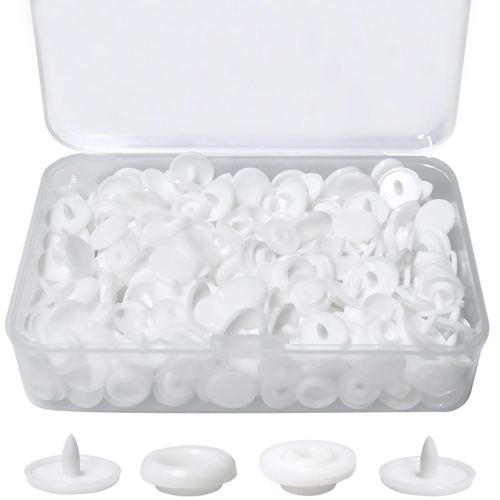 100 Sets White T5 Plastic Snaps Round Resin Buttons for T5,