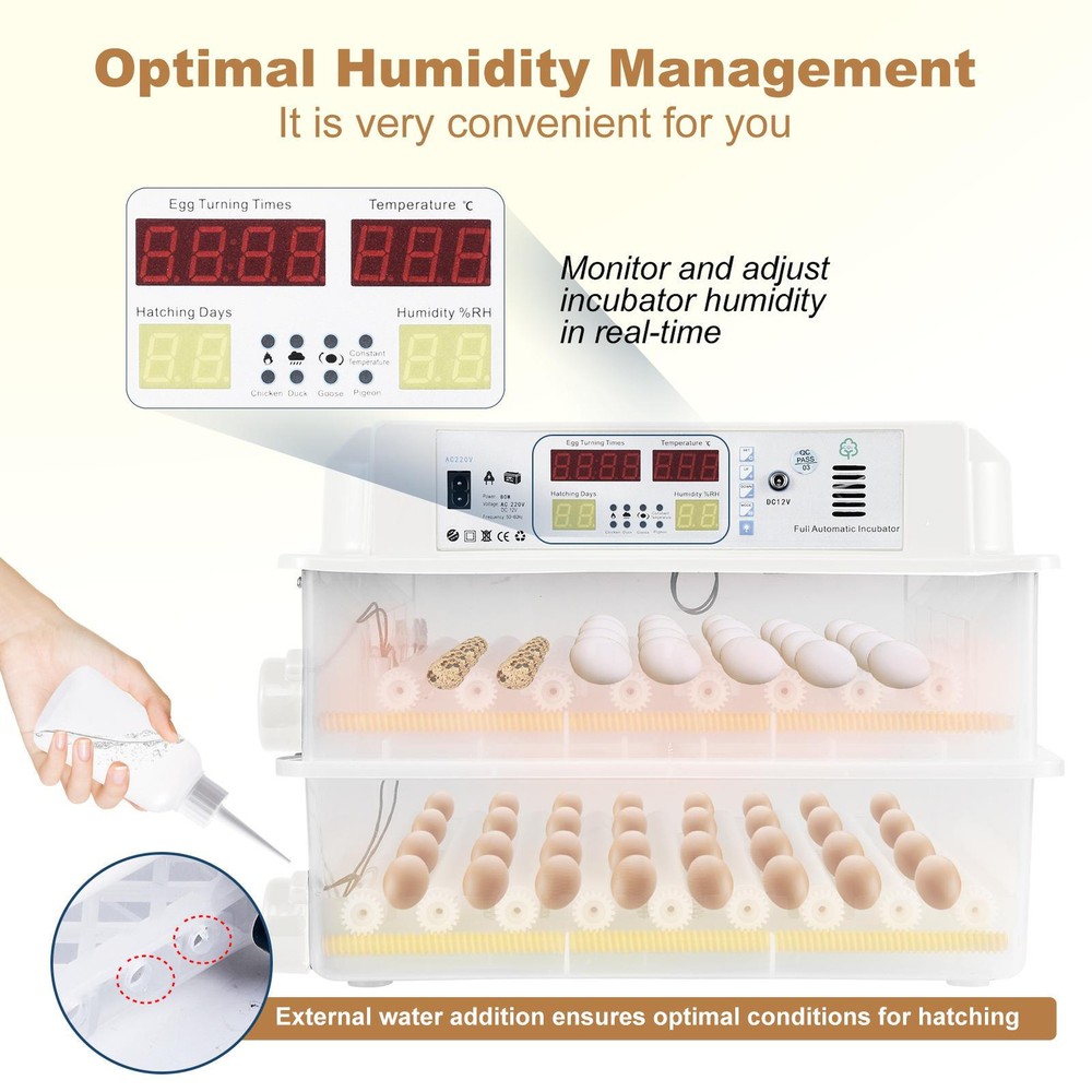 Automatic 120 Eggs Incubator Temperature Control Digital Chicken Egg Hatcher New