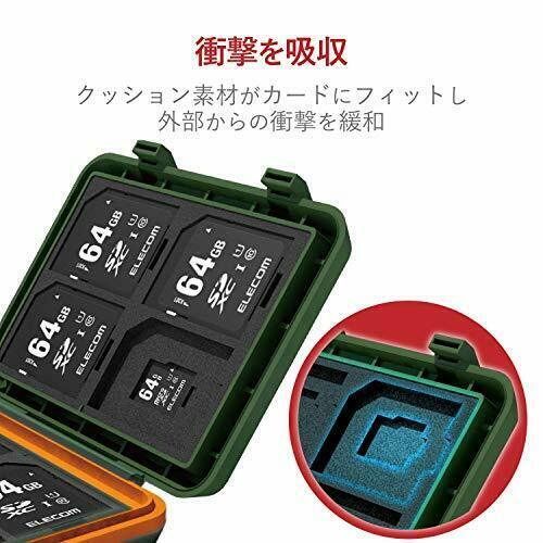 NEW ELECOM memory card case SD8 sheet MicroSD8 Holds impact khaki CMC-SDCHD01GN