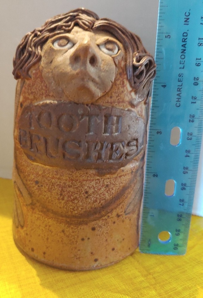 Studio Art Pottery Toothbrush Holder Funky Man