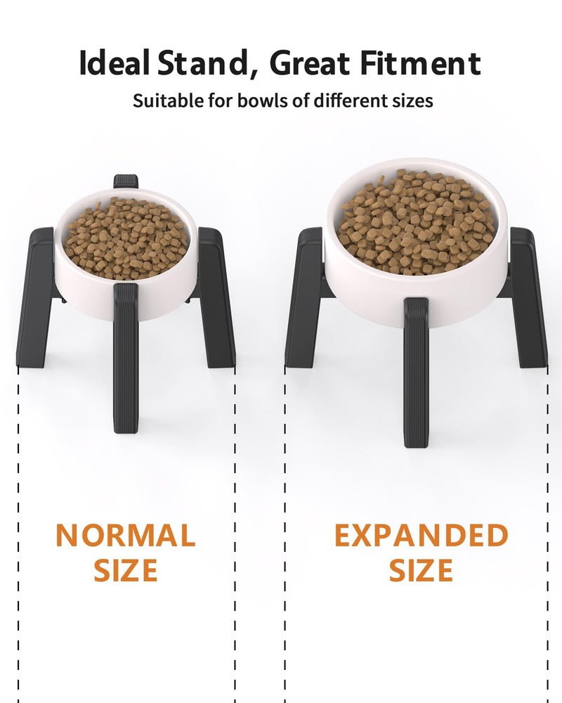 2 PCS Dog Bowl Stand Adjustable Width Stand Only Elevated Pet Feeder