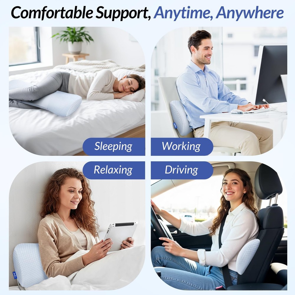 ZIKEE Inflatable Lumbar Support Pillow for Bed with Customized Lower White