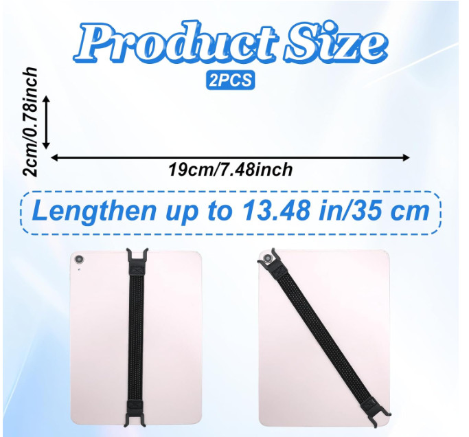 2 Pack Universal Tablet Security Hand Strap Holder for 7.8''-13'' Devices, High