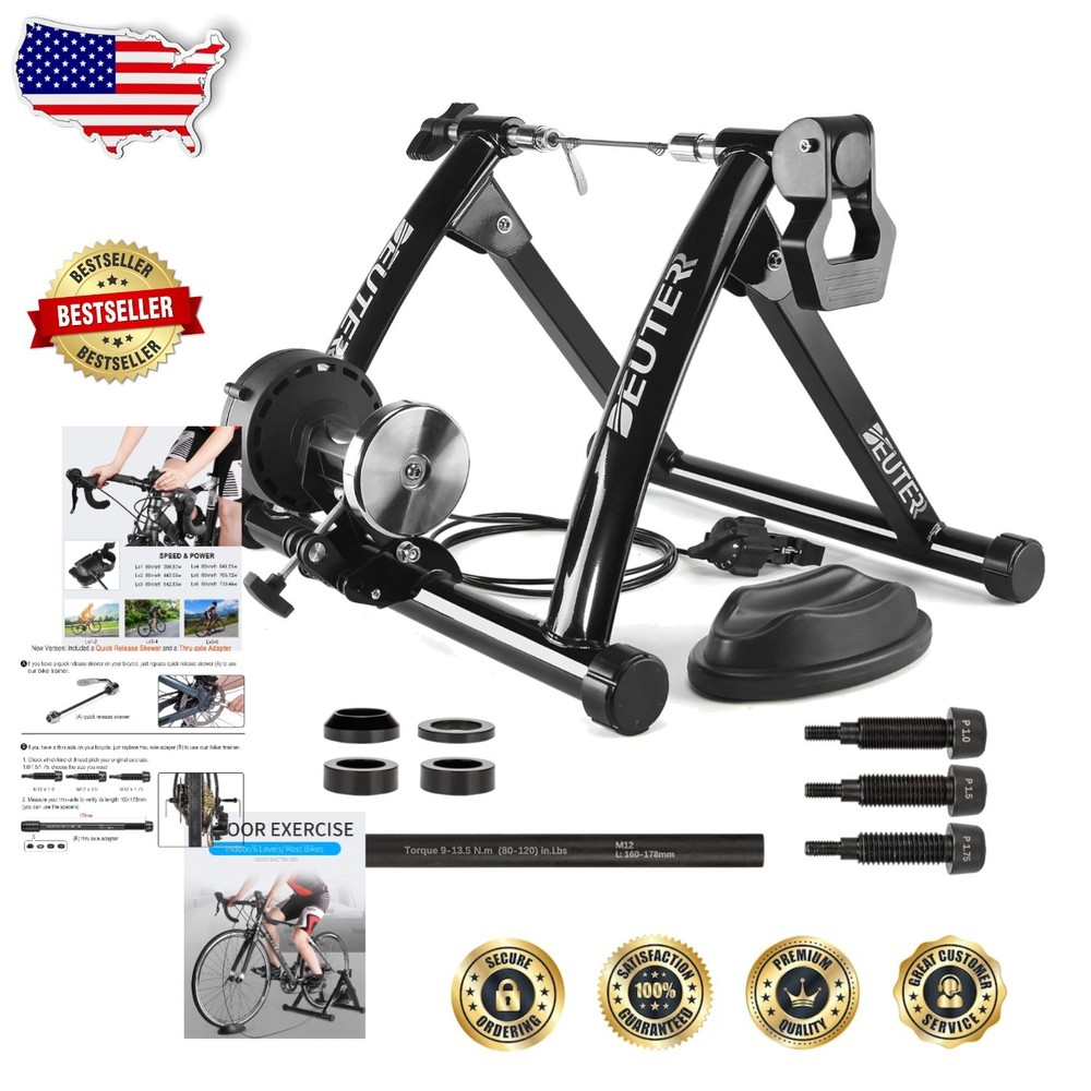 Bike Trainer: 6 Resistance Levels, Low Noise, Foldable for Easy Storage