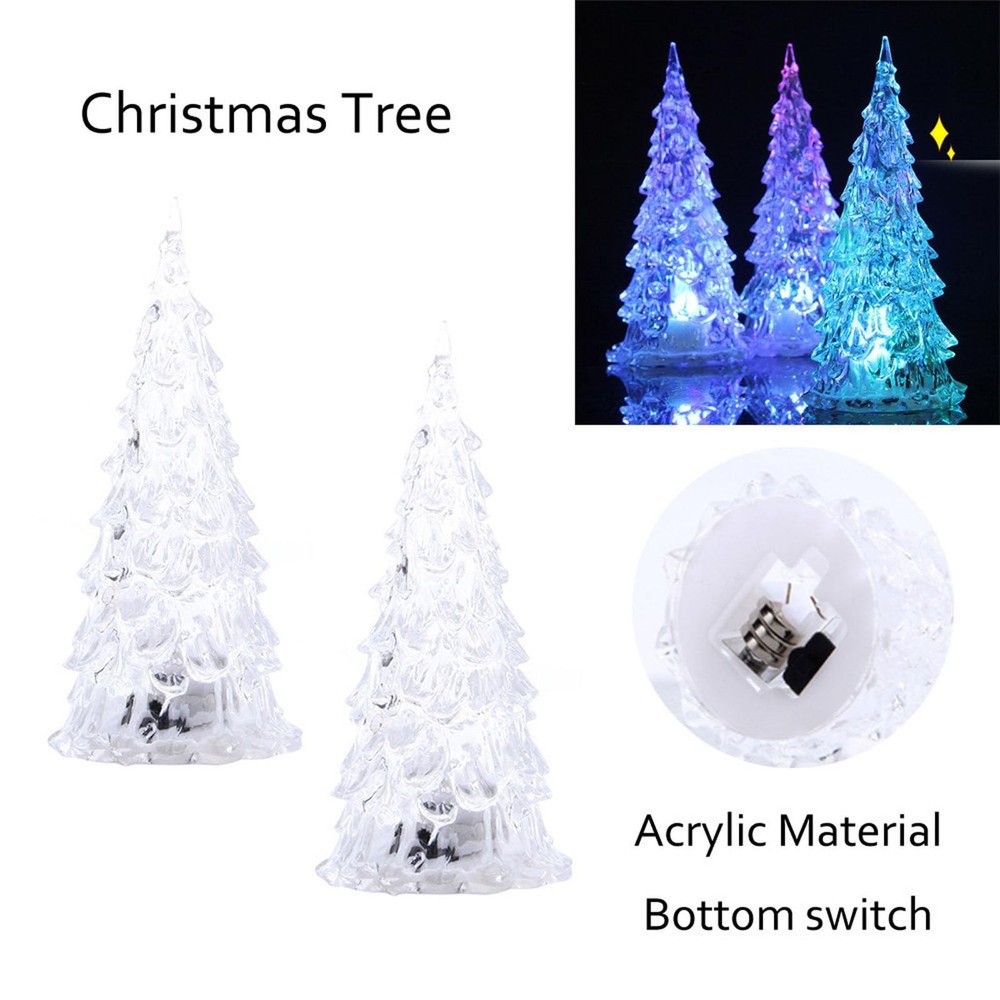 3 Pack LED Christmas Tree Lights, Mini Acrylic Light Up Tree, Color Changing ...