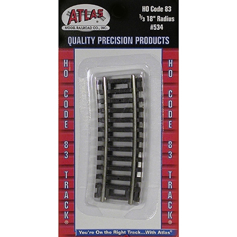 Atlas 534 HO Code 83 18" radius 1/3 section 4pcs