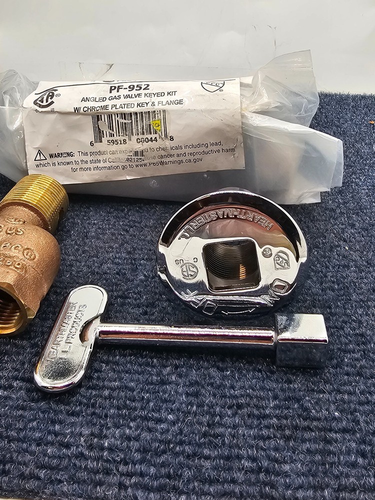 HearthMaster Pro-Flex PF-952 Angled Gas Valve Keyed Assembly w/ Key Flange