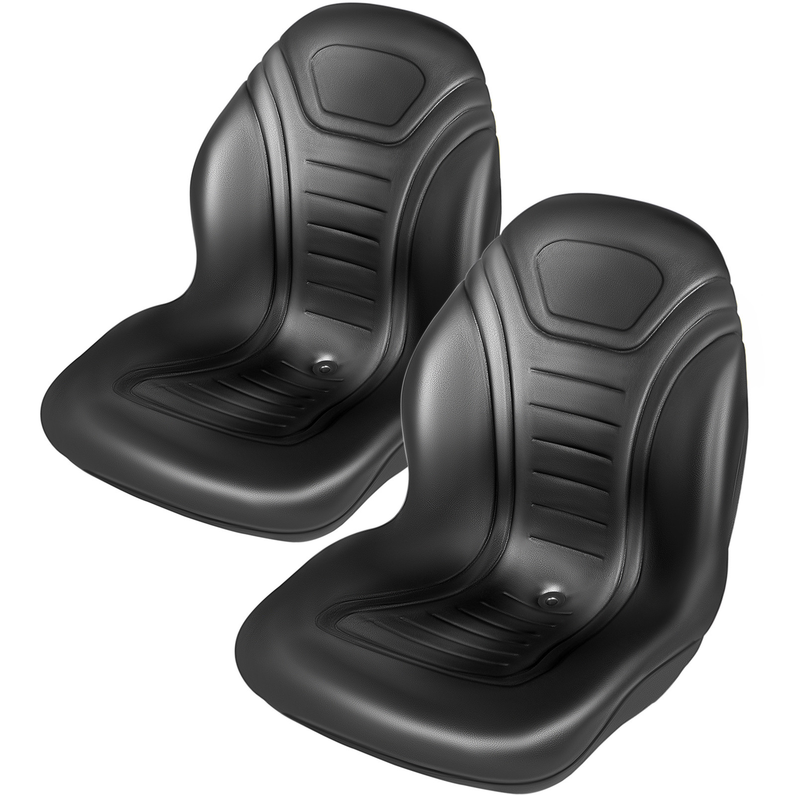 Tractor Seat High Back Mower Seat Black Vinyl Forklift Drain Hole Pair