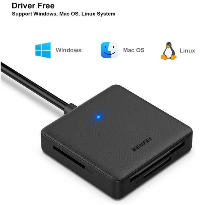 Memory Card Reader, 4In1 USB 3.0 and USB-C to SD Micro SD MS CF Card Reader Ada