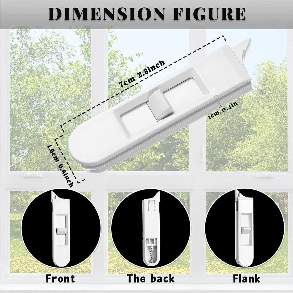 12PCS Window Latch Replacement Snap in Sliding Locks Vinyl Spring Loaded White