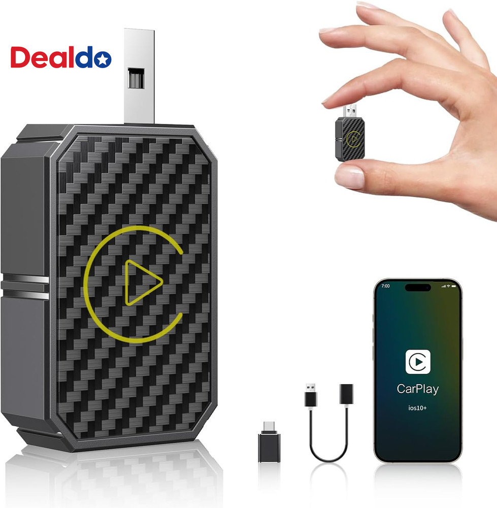 Mini Wireless Carplay Adapter for Apple, Plug & Play Low Latency Converts Wired