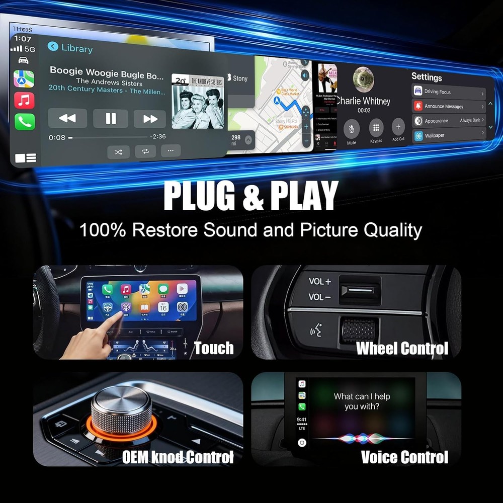 Wireless USB CarPlay Adapter For iPhone Apple Carplay Android Dongle Plug & Play