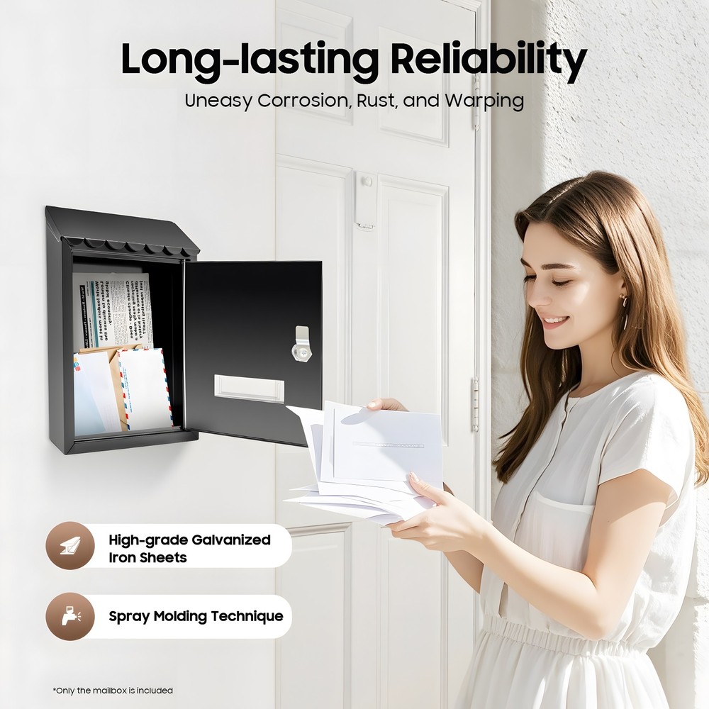 Modern Outdoor Waterproof Extra Large Drop Box Wall Mounted Mailbox with 2 Keys