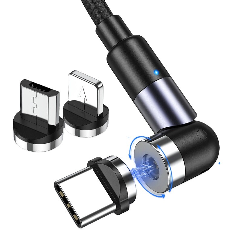 3in1 360+180° Magnetic Charger Fast Charging USB Cable for Type-C Micro USB IOS