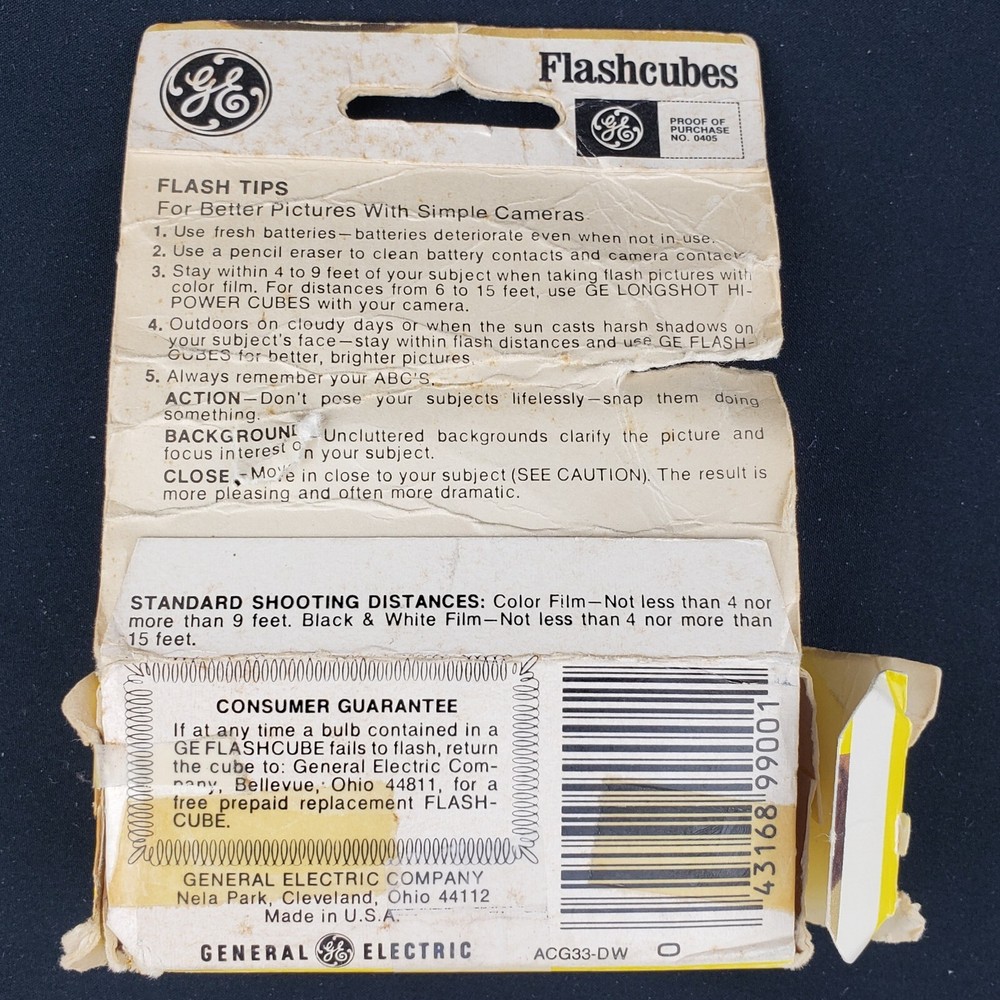 3 Cubes 12 Flash GE General Electric Flashcubes Photo Flash Bulb Camera Flash
