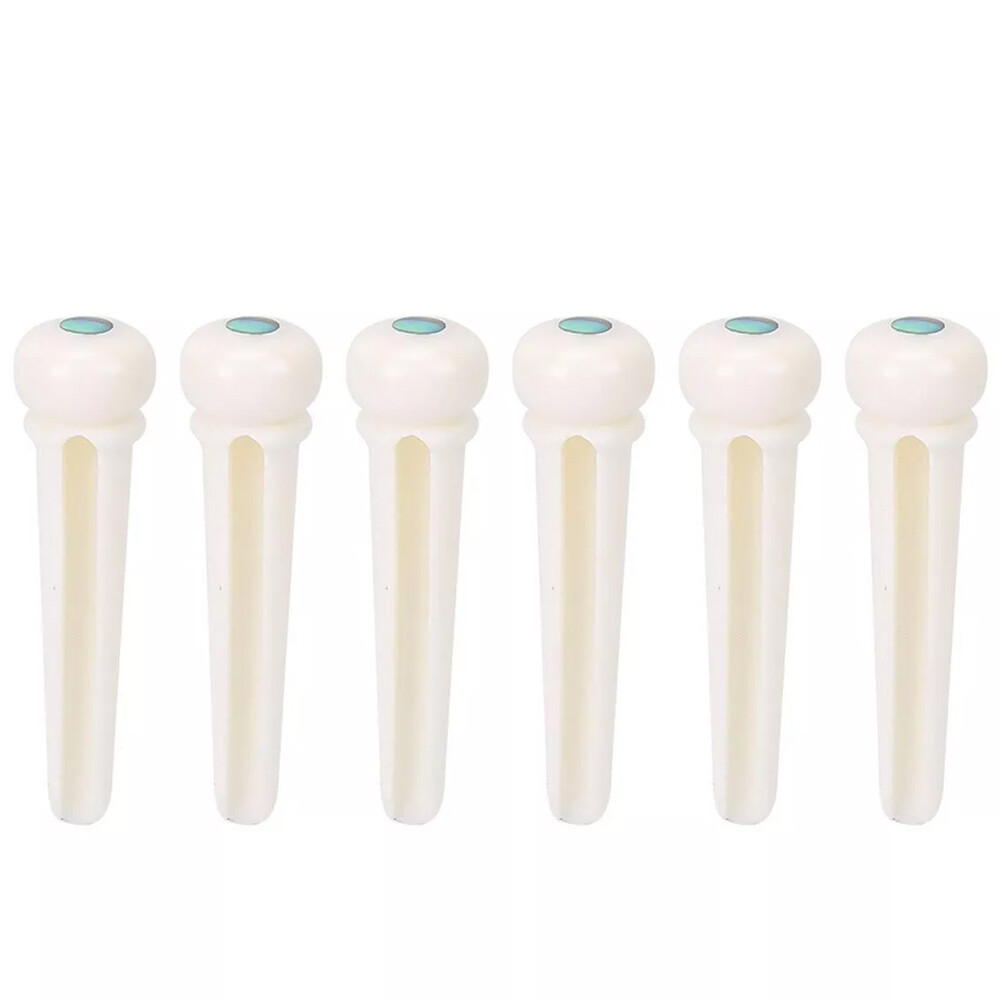 12PCS Guitar Bone Pin with Green Abalone Shell Dot Luthier Bridge Saddle Nut DIY