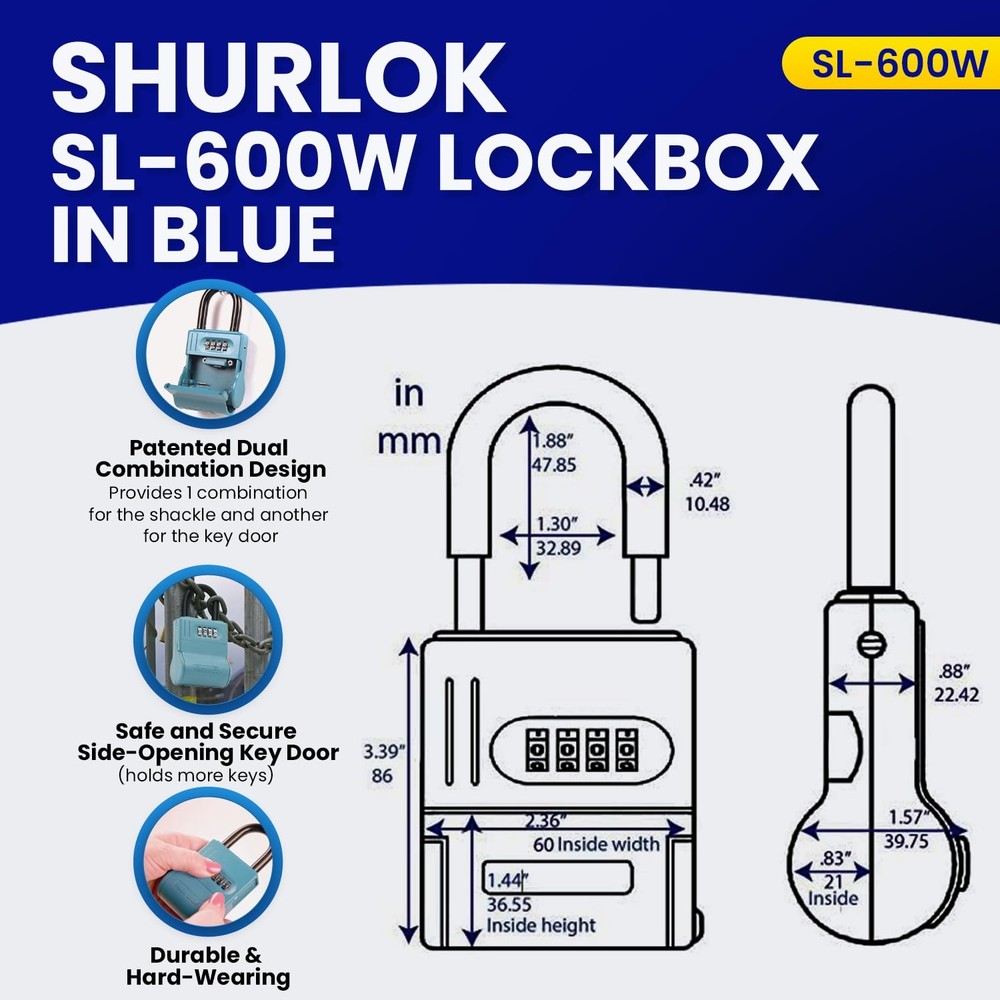 SL-600W Numbered Key Storage Combination Lock Box, Blue