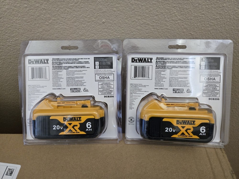 2 X DWA DCB206 20V 6 Ah MAX Battery
