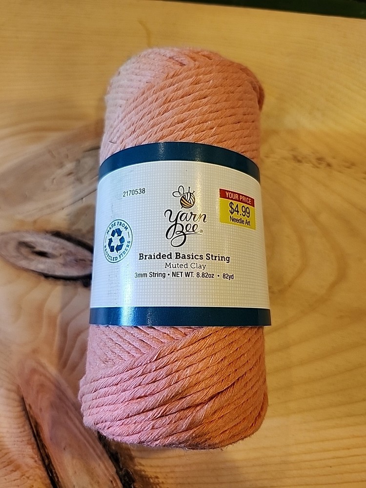 Yarn Bee Braided Basics String 82yd 3mm Muted Clay 1 Skein