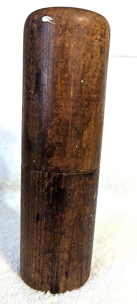 Antique Hand Turned 9 Hole Solid Maple Storage Box~ Drill Bits/Punch ~ Empty