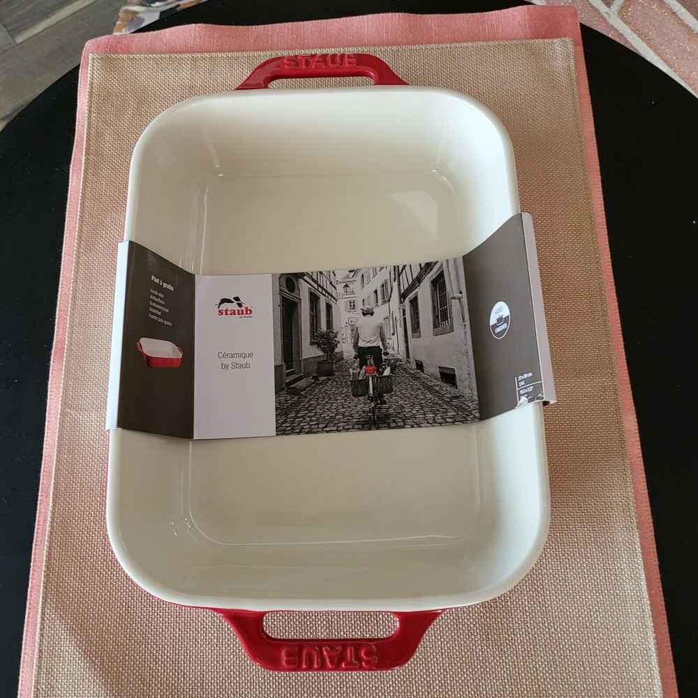 STAUB Ceramique Rectangular Gratin Baking Dish 10.5”x7.5” 2.5qt White NEW