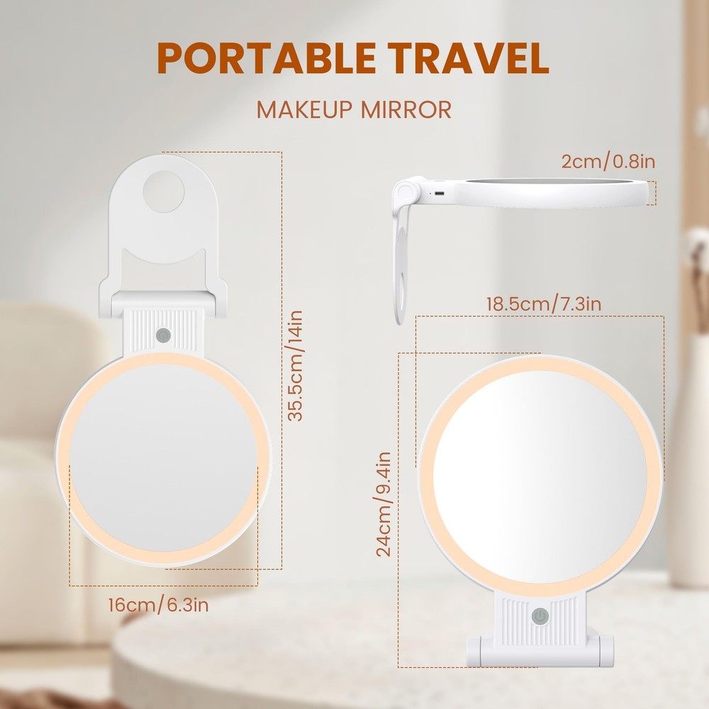 1X/30X Lighted Makeup Mirror with Magnification, DoubleSided Switch, 3Color L...
